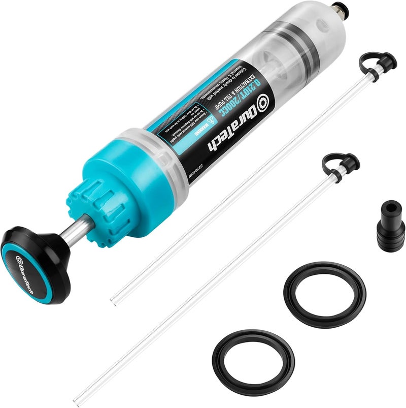 DURATECH 200CC Fluid Extractor Automotive, Fluid Pump with Long Extension Tubes, Oil Syringe with Powerful Suction, Fluid Extractor Pump for Extracting Engine Oil, Transmission Oil and Brake Fluid - Image 1